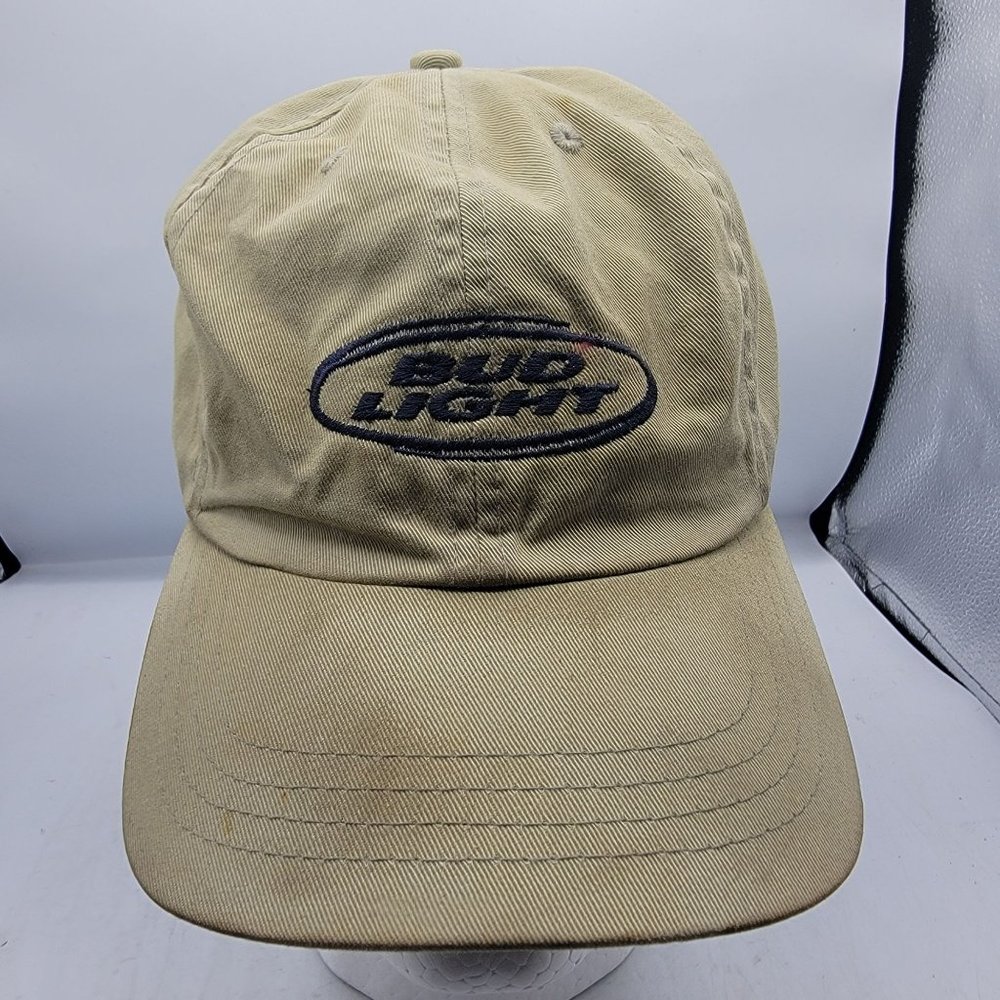 Bud Light Adults Beige Hat Cap Strap Back Adjustable Outdoor Casual Hat